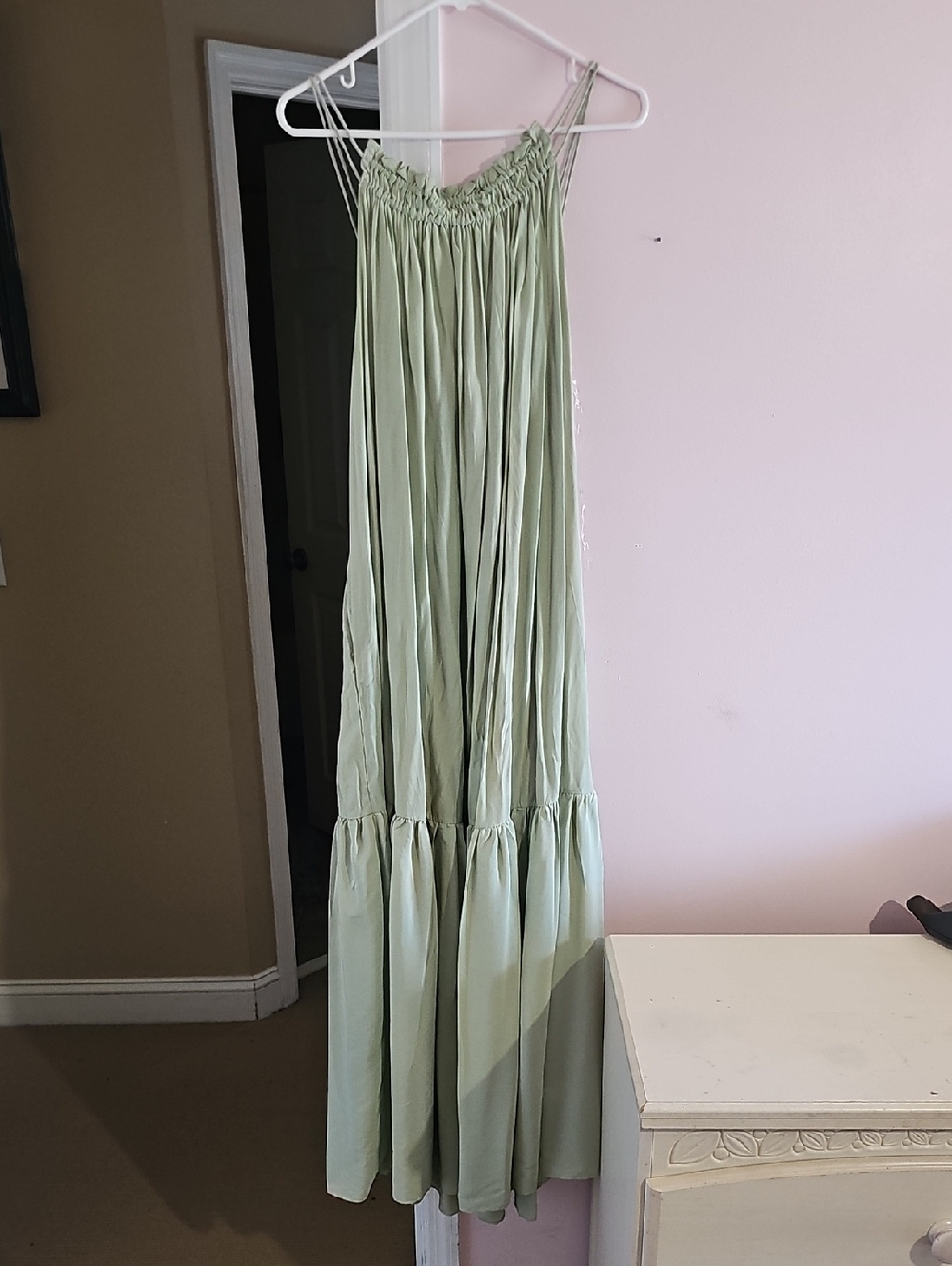 Goodnight Macaroon Sage Green Smocked Strap Maxi
